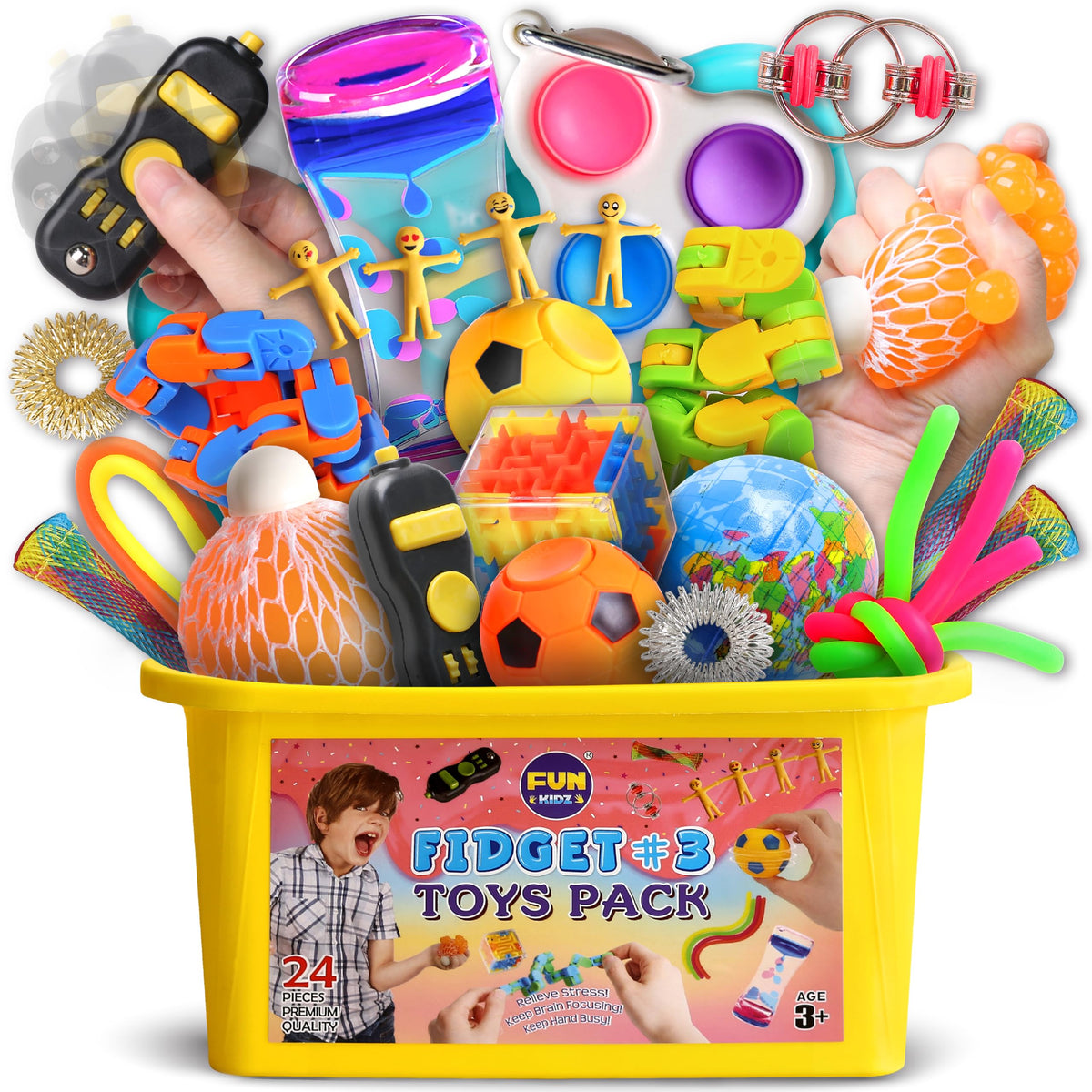 FunKidz Gift Fidget Box liquid motion bubbler promotes calm focus during study