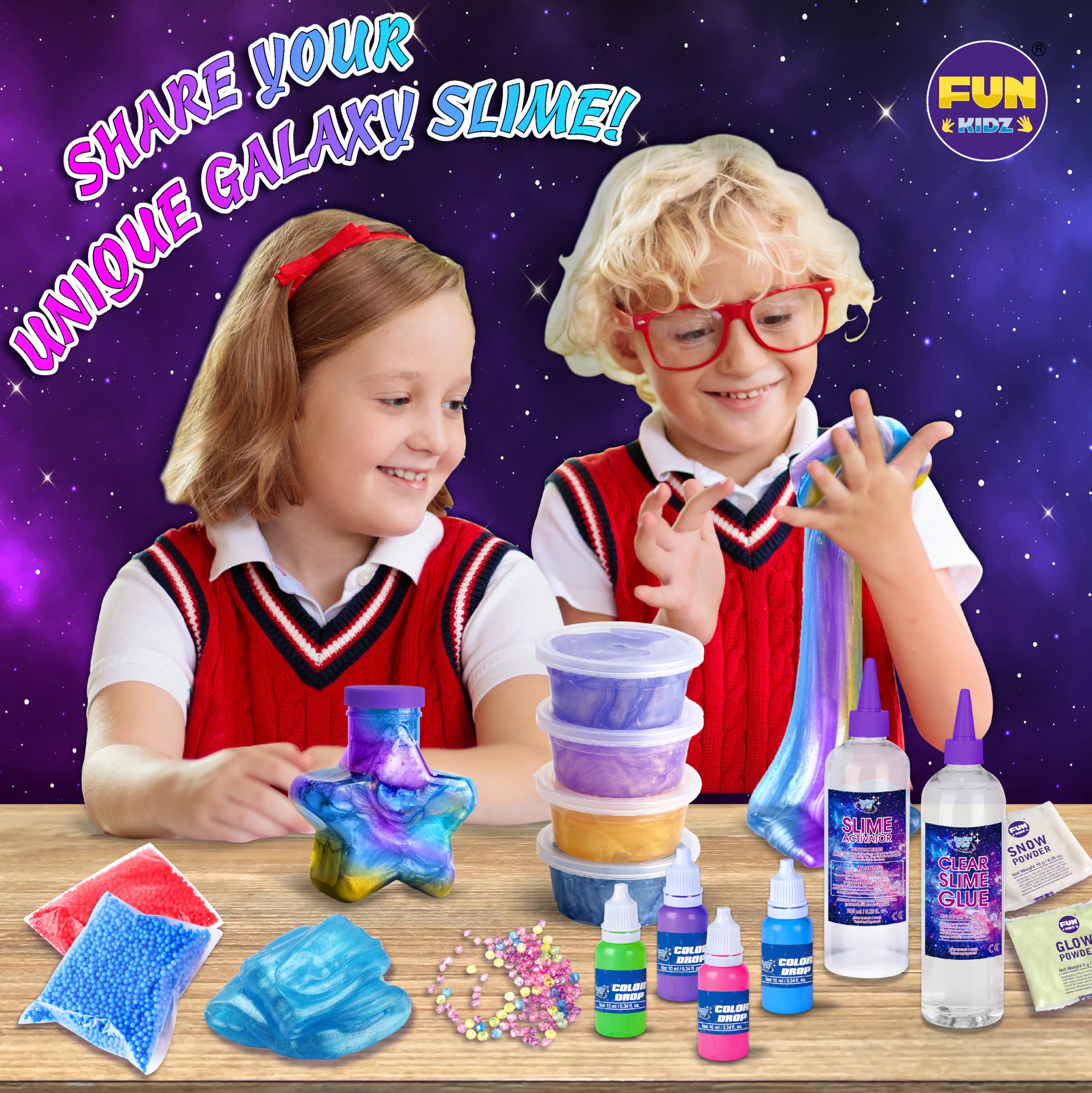 FUN KIDZ glow in the dark stars brighten slime craft