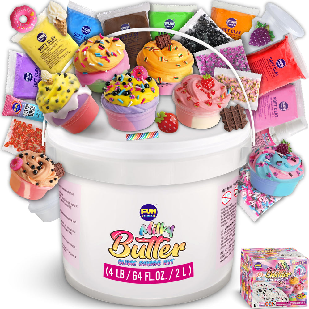 FunKidz Milky Butter Slime Bucket offers creamy texture for sensory play and imagination