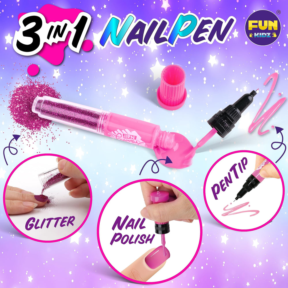 FUN KIDZ sketch it nail pens salon offers brush, draw, and dot options