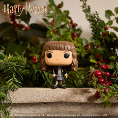 Close-up of Funko Hermione Granger vinyl figure; crisp detailing for collectors.