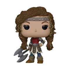 Funko Astrid Pop figure stands on a display shelf with vibrant colors.