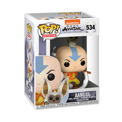 Funko Avatar Aang with Momo figure front view for display.