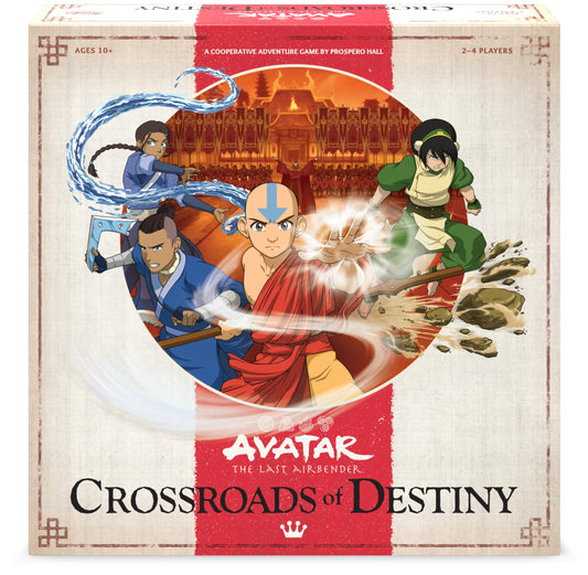 Funko Avatar Crossroads cover art featuring Team Avatar for family game night.