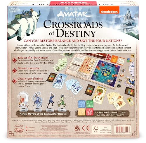 Funko Avatar element tiles provide tactile pieces that enhance strategic play.