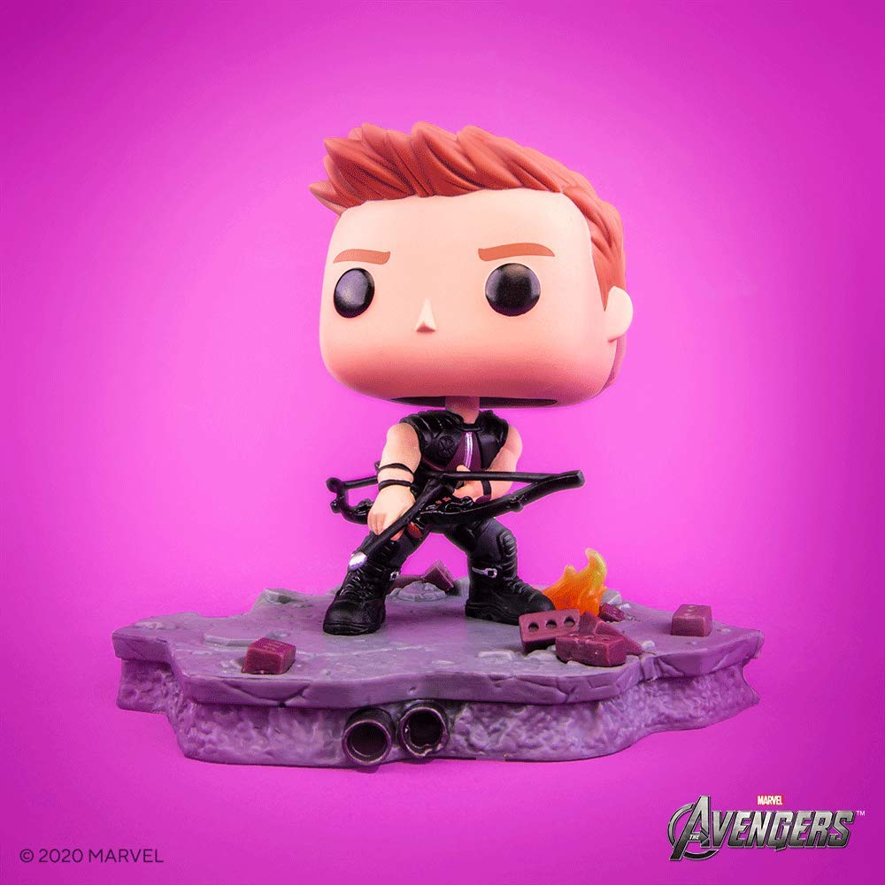 Detailed Hawkeye sculpt with dynamic pose for display.