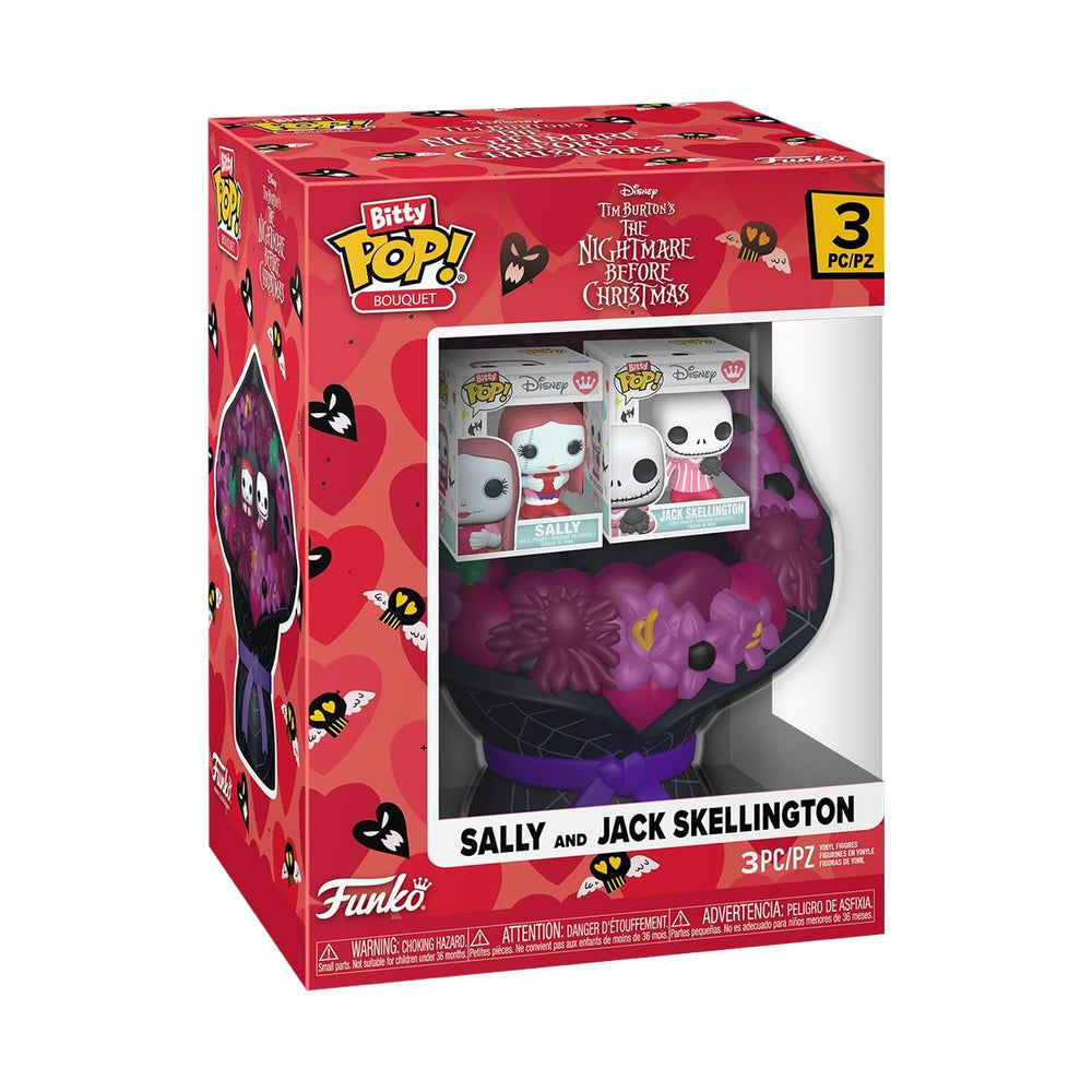 Funko Bitty POP! Bouquet Sally and Jack display for Nightmare Before Christmas fans.