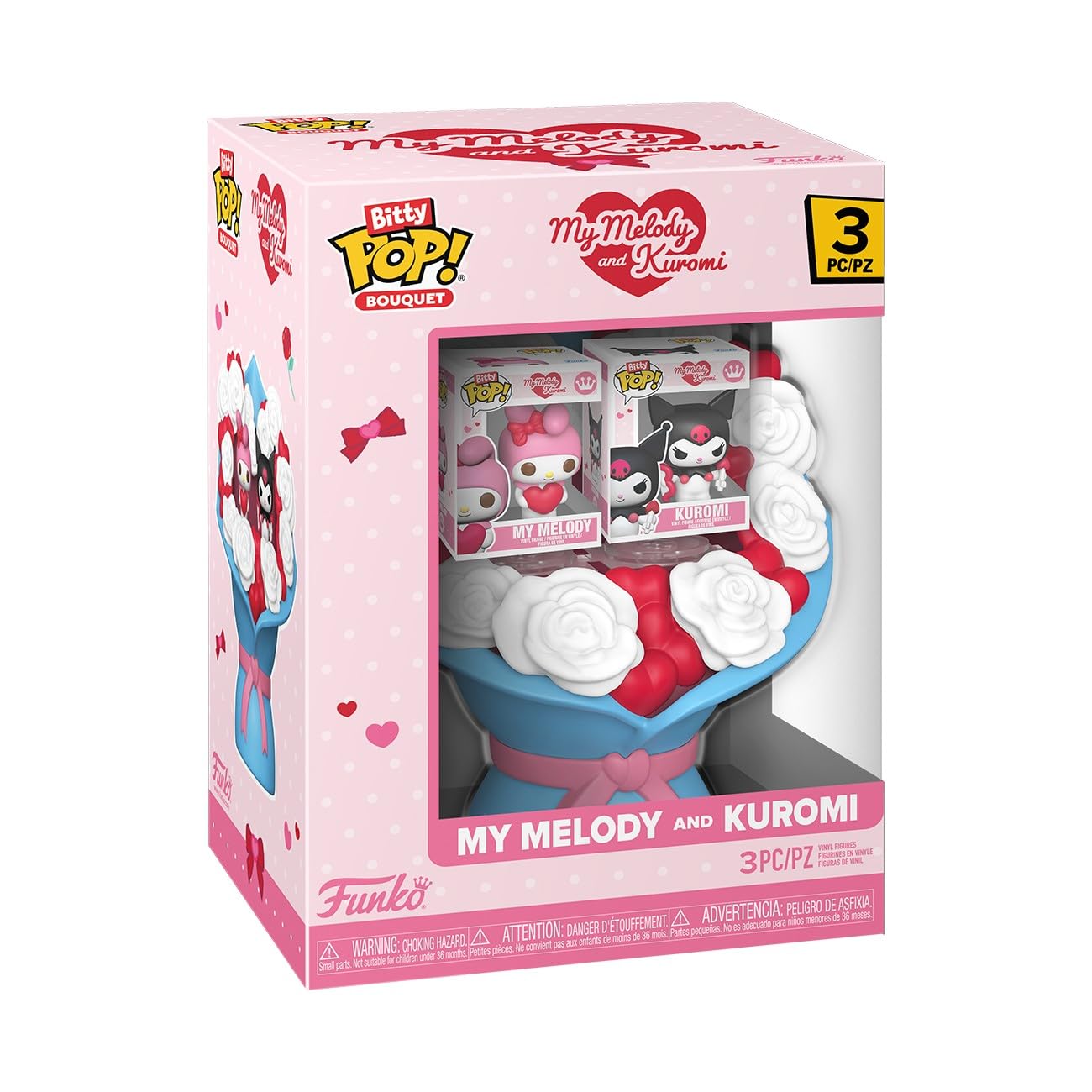 Funko Bitty POP Bouquet main display featuring My Melody and Kuromi for desk display.