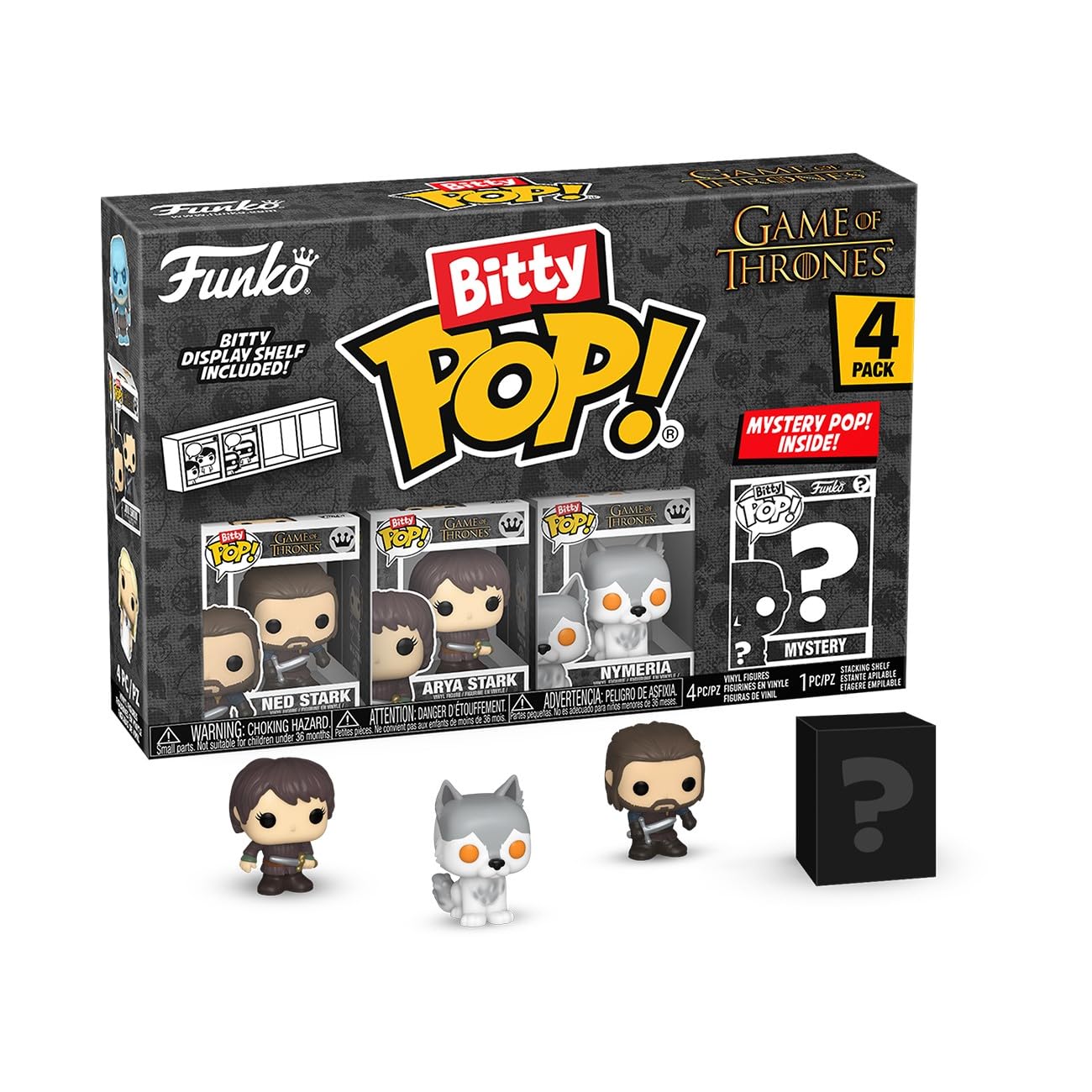Funko Bitty Pop! Ned Stark figure for shelf display and collection.