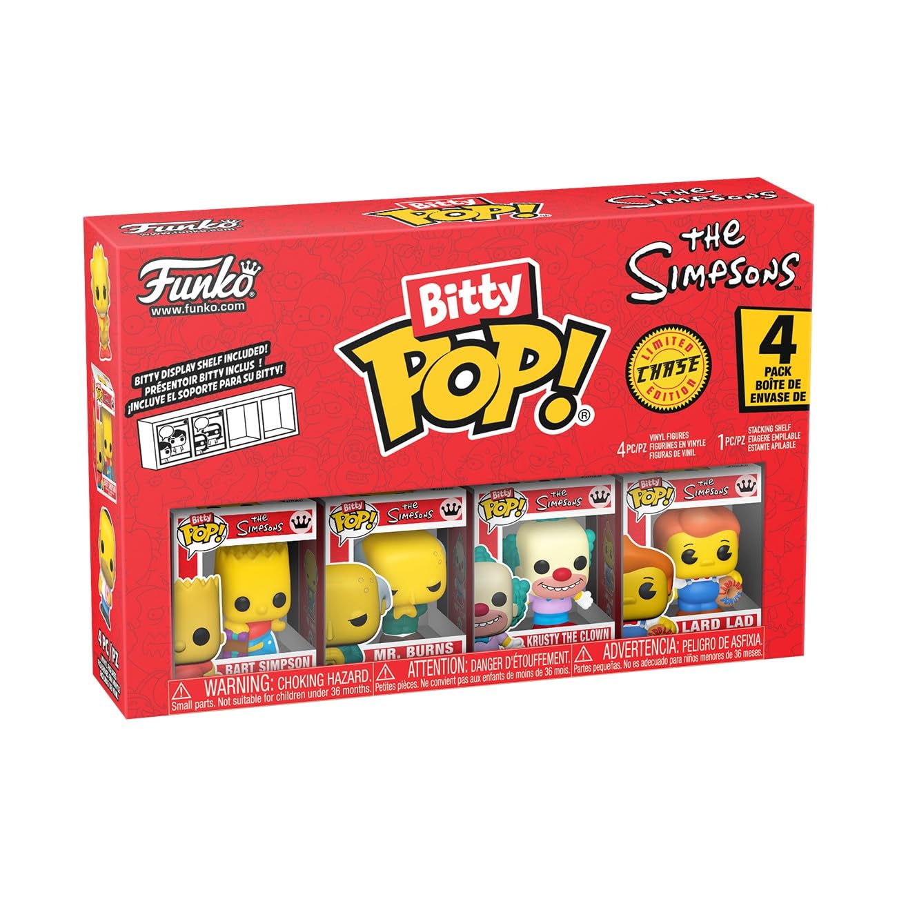 Funko Bitty Simpsons Bart Simpson figure in display case for desk collection.