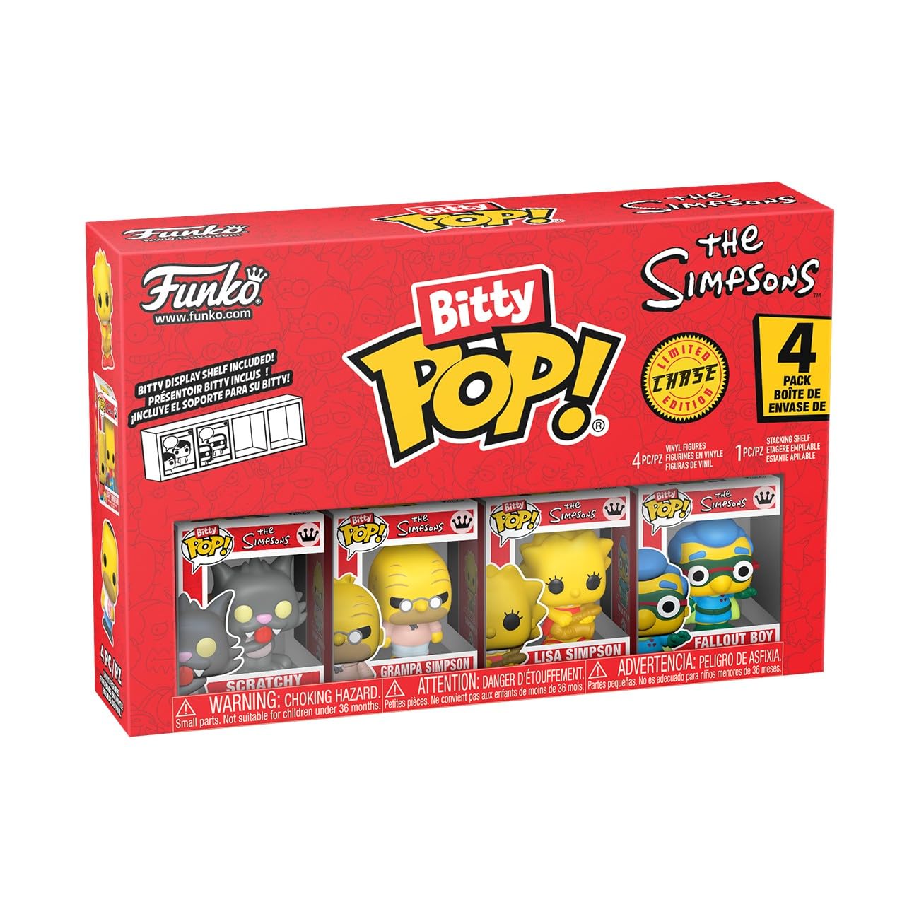 Funko Bitty Simpsons Scratchy on display with a display case