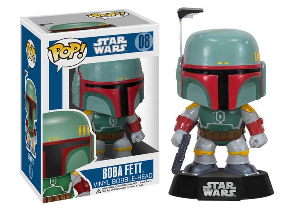 Funko Boba Fett vinyl figure for desk display and collection.
