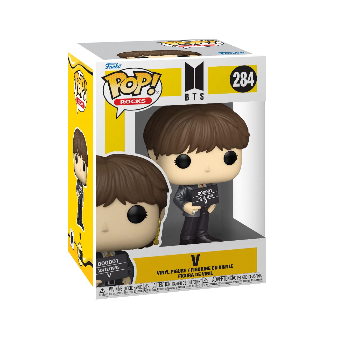 Funko Pop Rocks BTS V side profile figure, ideal for fans seeking display-worthy collectibles