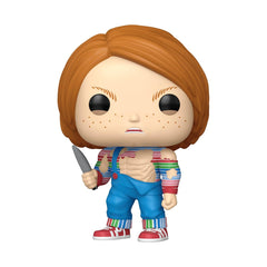 Funko Buff Chucky figure side view for dynamic display scenes.