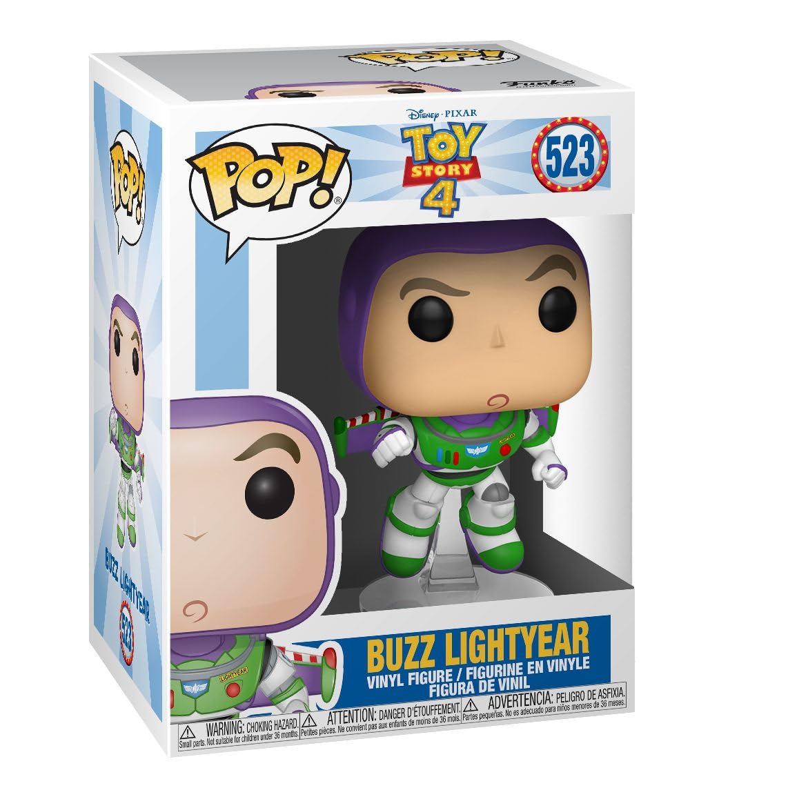 Funko Buzz Lightyear figure from Toy Story 4, ideal display desk companion.