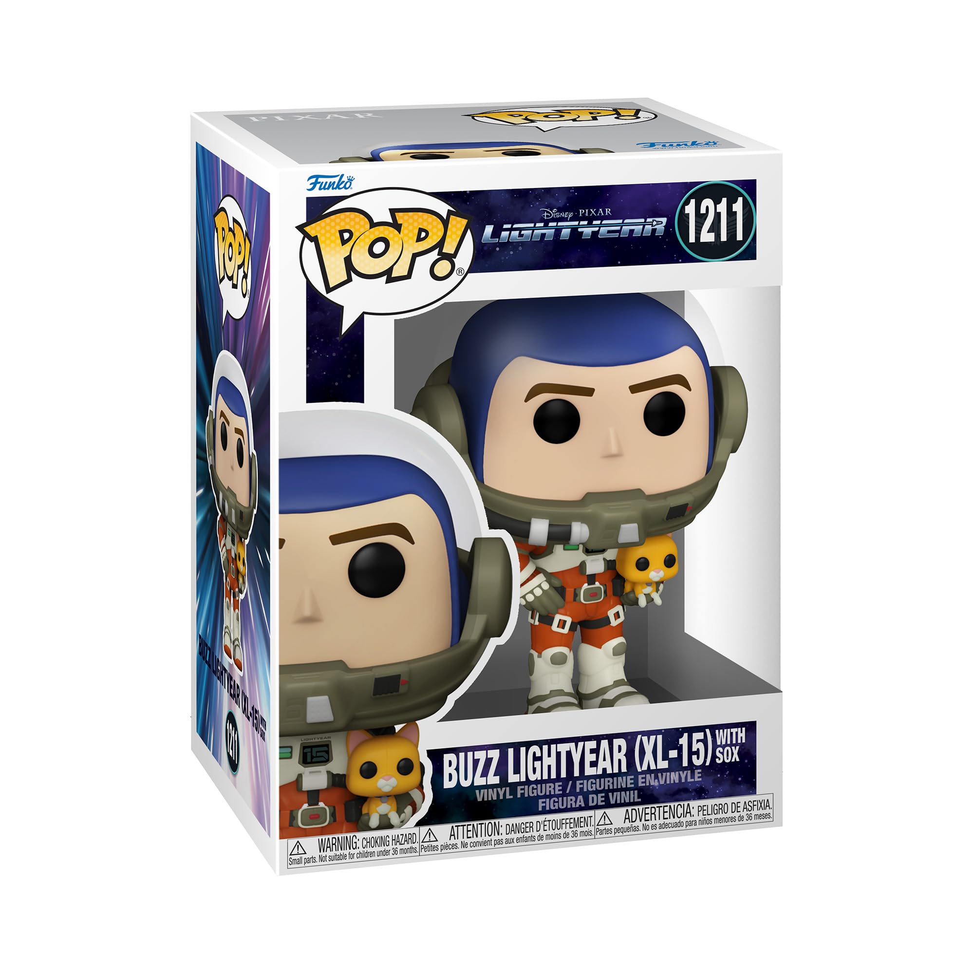 Funko Buzz Lightyear XL-15 in space suit with helmet for display.