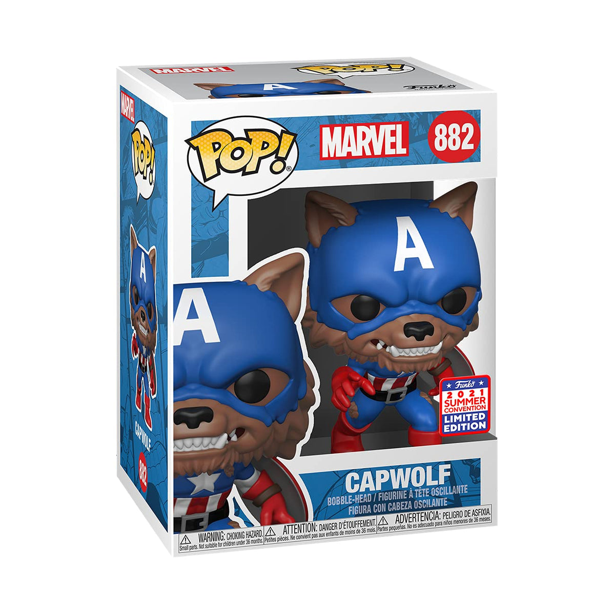 Funko Capwolf Year of the Shield figure, ideal for Marvel display shelves.