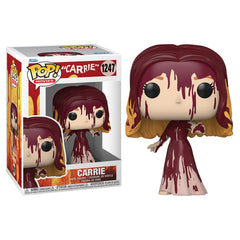 Funko Carrie Pop face detail captures telekinetic intensity for dramatic display.