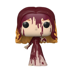 Funko Carrie Pop front view shows prom queen design in vivid color for display.