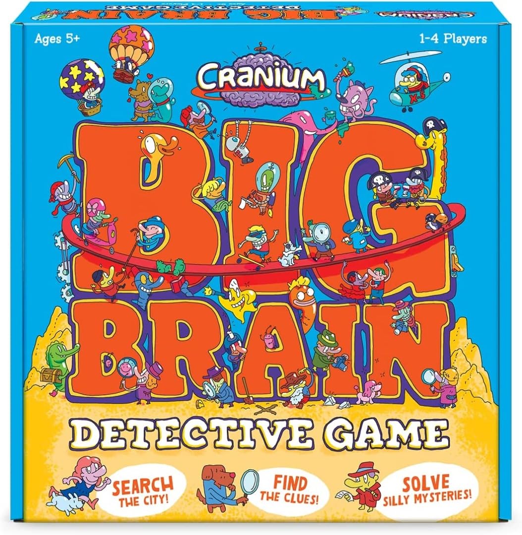 Funko Cranium Big Brain Detective map with vibrant clues for cooperative play