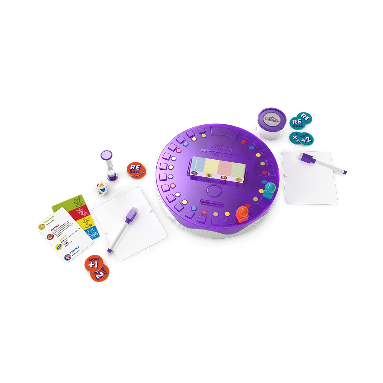 Cranium clay and dry-erase board for artistic challenges.