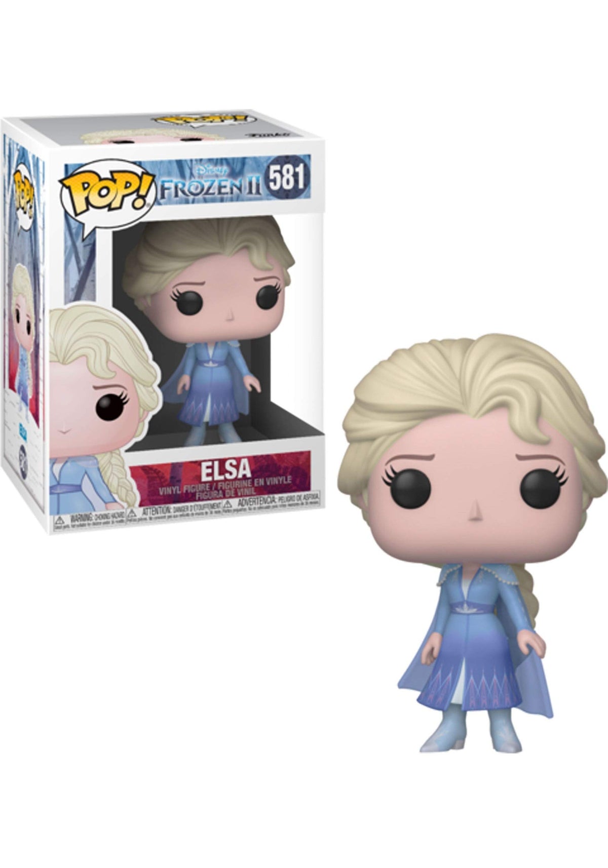 Funko Elsa Pop! Vinyl figure front view, ideal for display and Disney collection.