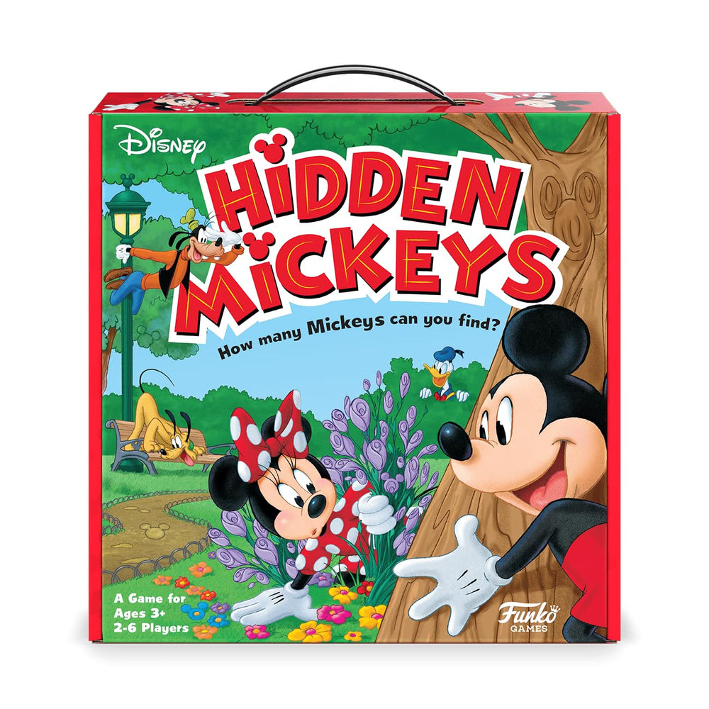Funko Disney Hidden Mickeys Game cover art signaling family-friendly fun and Disney charm.