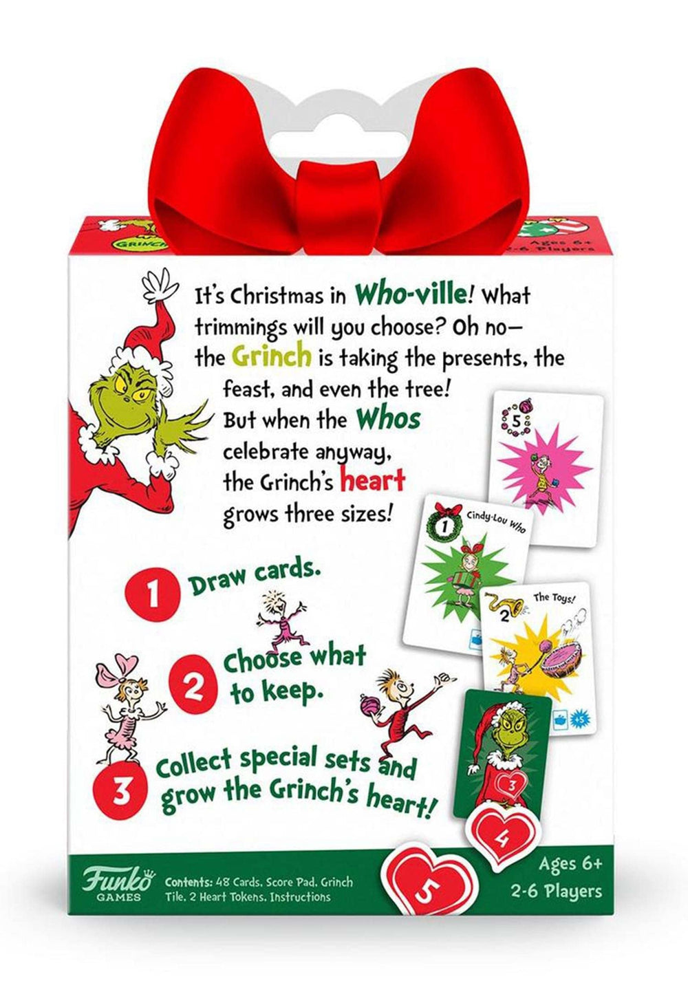 Funko Dr. Seuss Grinch Grow Your Heart gameplay scene invites quick, cheerful family play.
