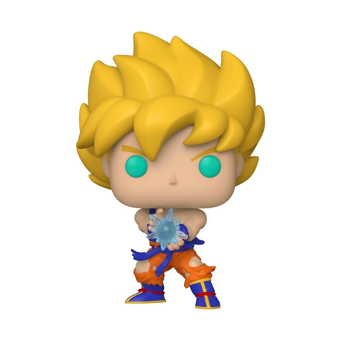 SS Goku front view showcases vibrant multicolor Kamehameha design for shelf display.
