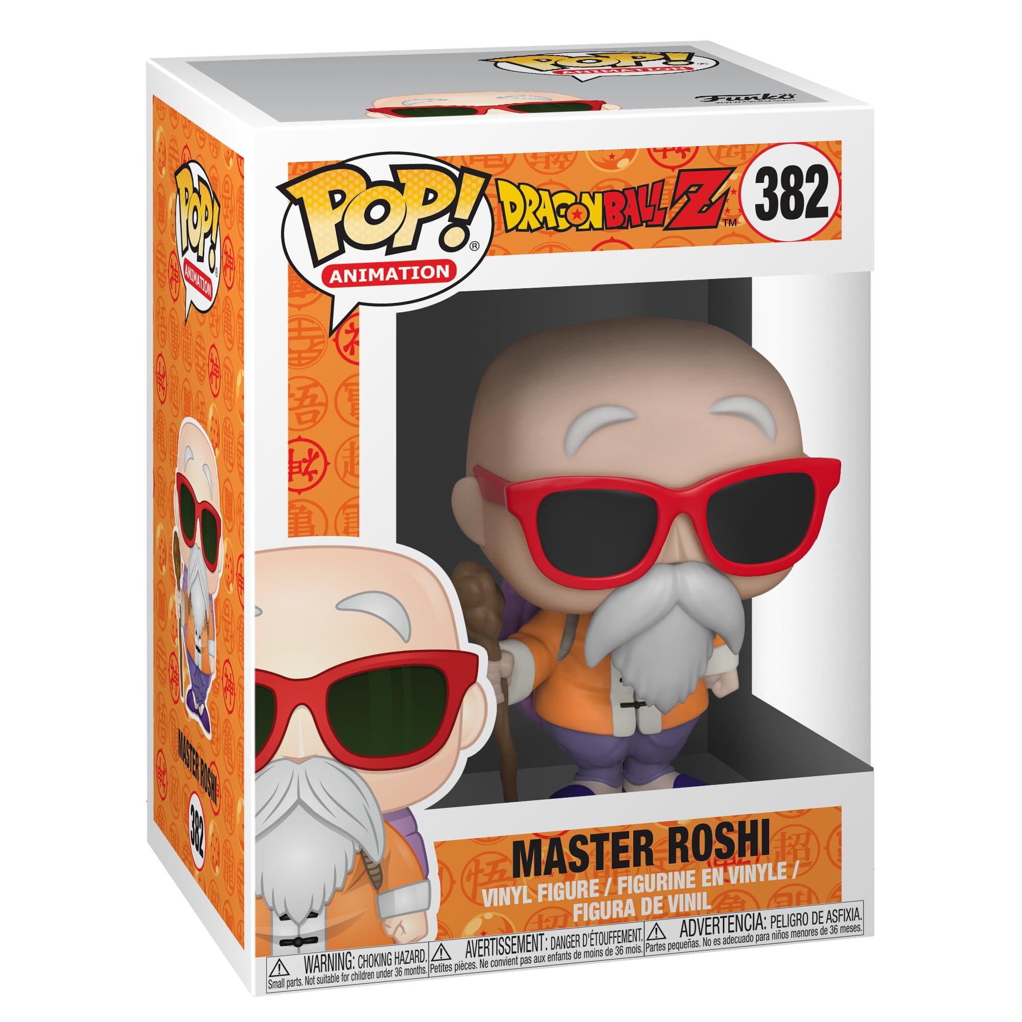 Funko Dragon Ball Z Master Roshi collectible figure in vibrant multicolor pose for shelf display.
