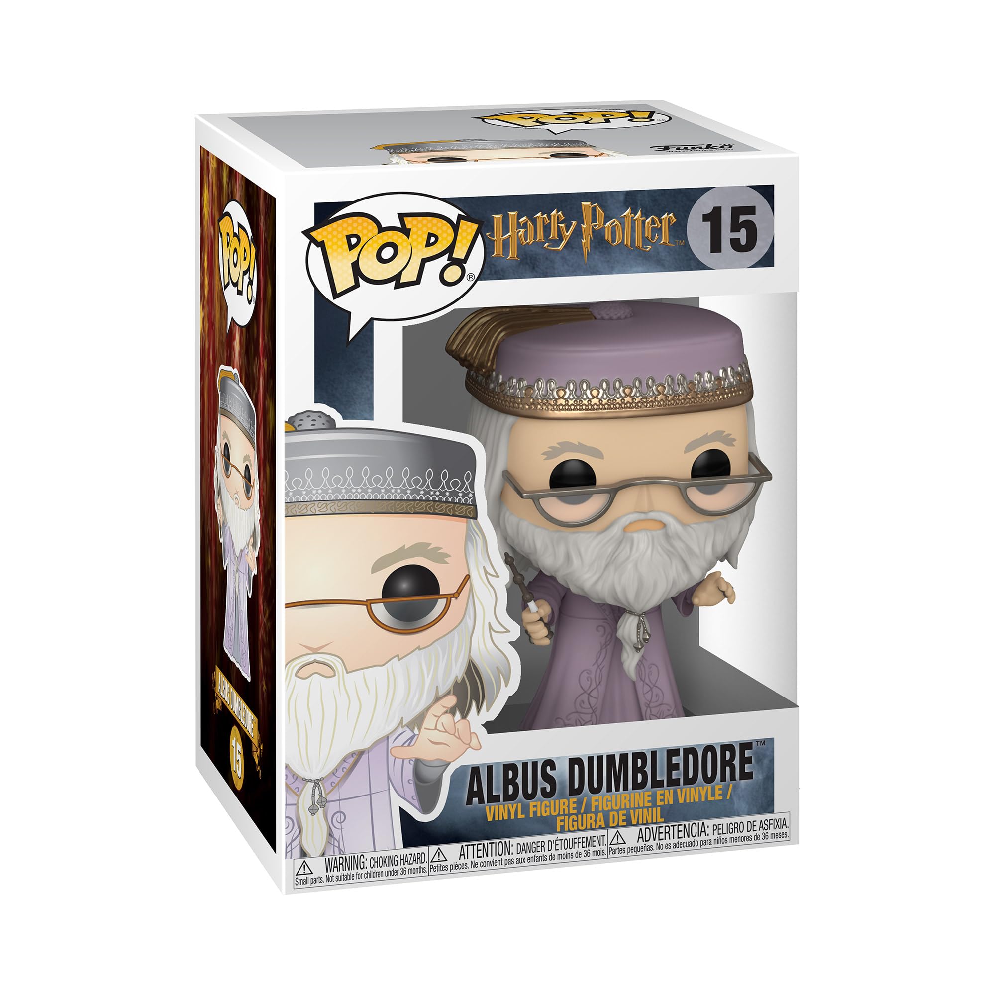 Funko Dumbledore Pop figure front view for desk display and collection.