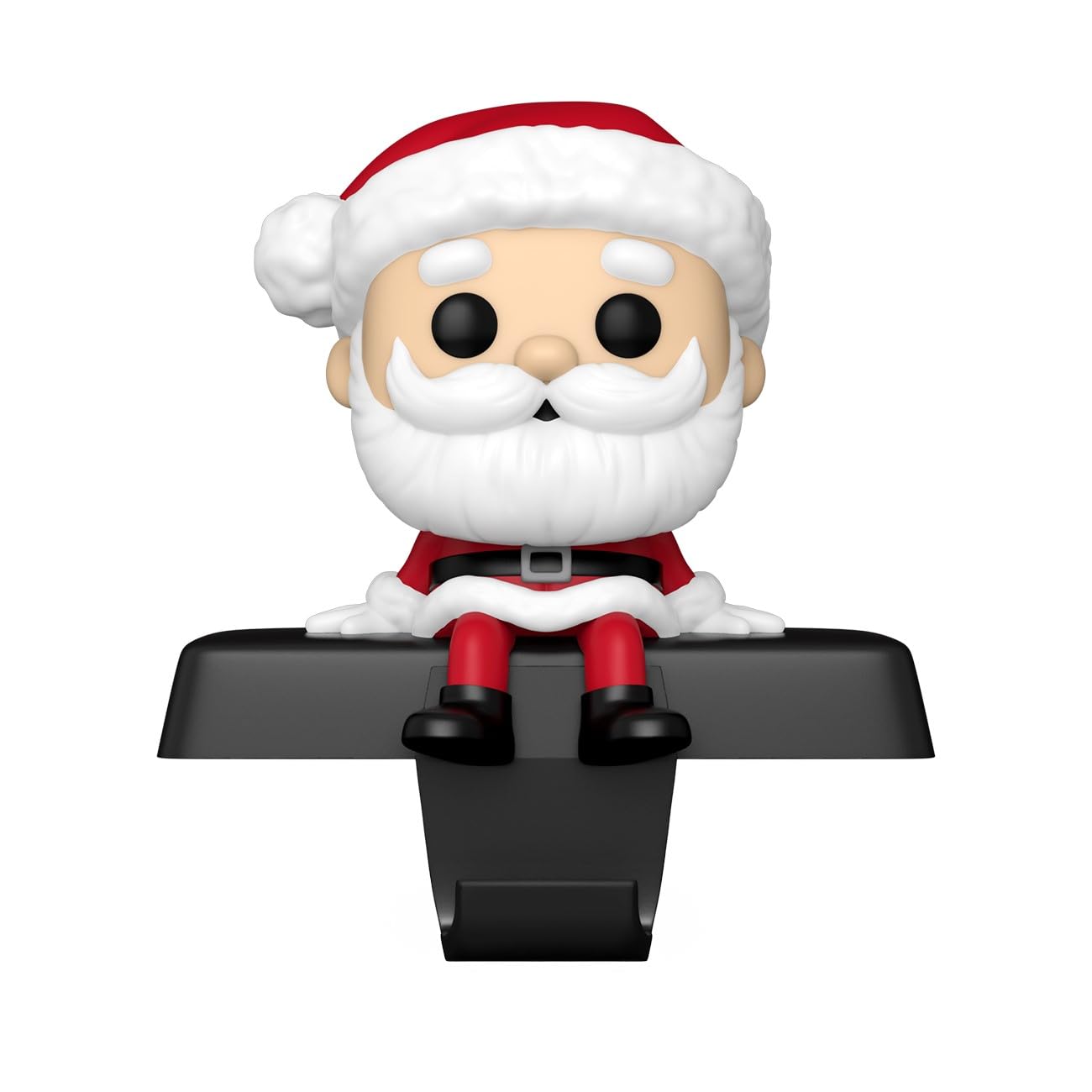 Funko Edge-Sitter Rudolph Santa stocking hanger side view enhances holiday decor.