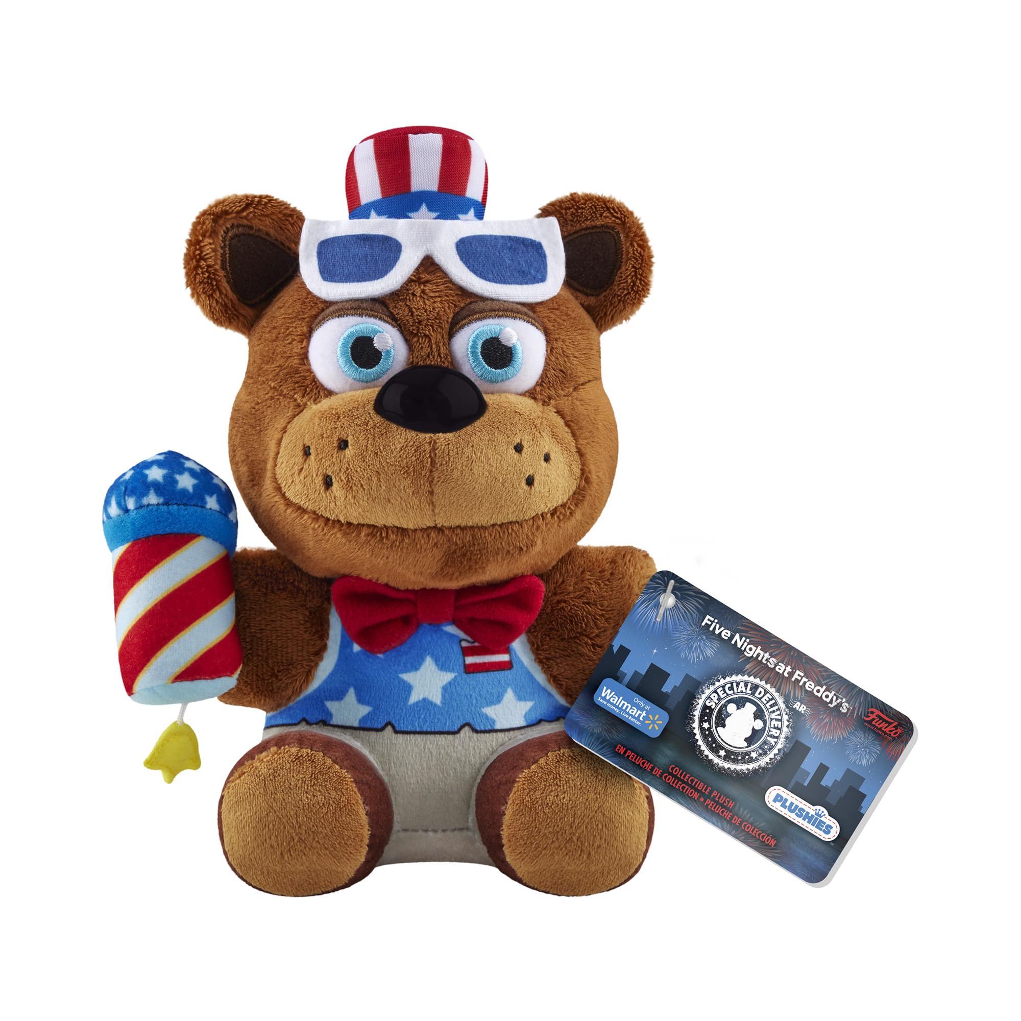 Funko Firework Freddy plush 8-inch height for display shelves.