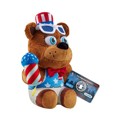 Close-up of Funko Firework Freddy plush showing vibrant colors.