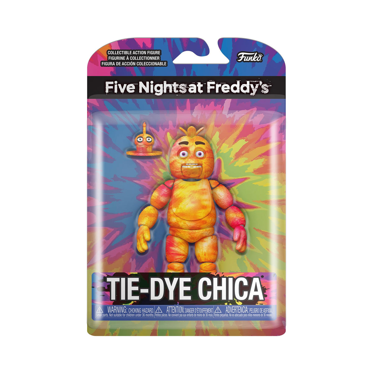 Funko Five Nights at Freddy’s Tie-Dye Chica figure for display and collection