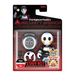 Funko FNAF Snaps Staff Bot figure on display, ideal for collectors and gifts.