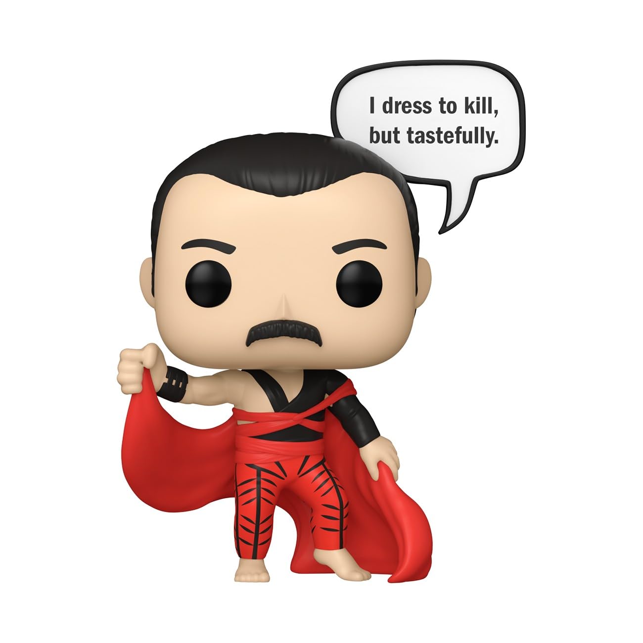 Funko Pop! Freddie Mercury Sayings side view ideal for shelf arrangement and collections.