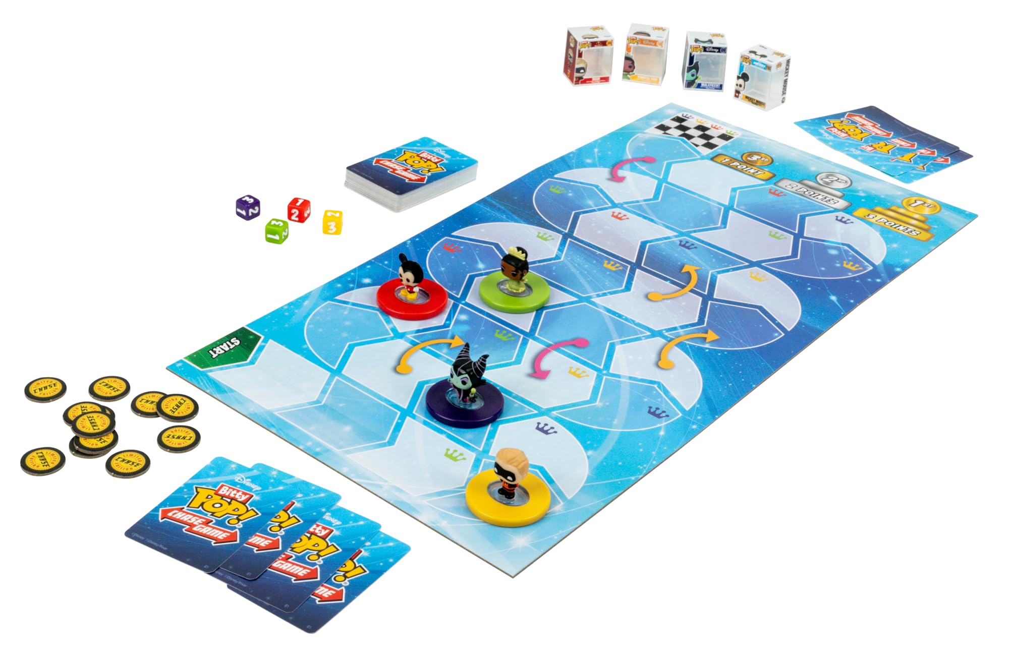 Funko Games Bitty Pop Chase Disney race track setup for family nights