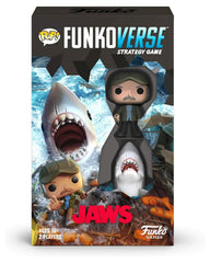 Funko Games Funkoverse Jaws 100-2 Pack box front featuring Quint and the Shark for fans.