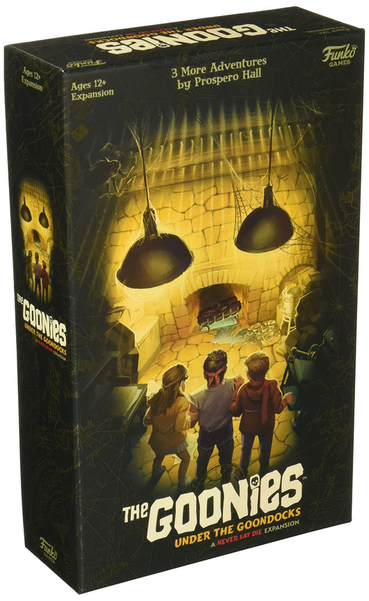 Funko Games Goonies expansion box art inviting treasure-hunt adventure for families.