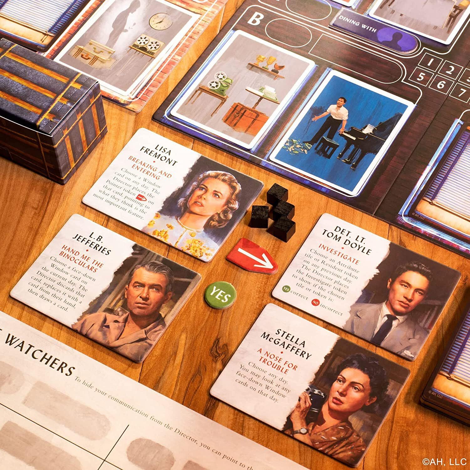 Funko Games Rear Window Game action close-ups suggest engaging 40-minute sessions.