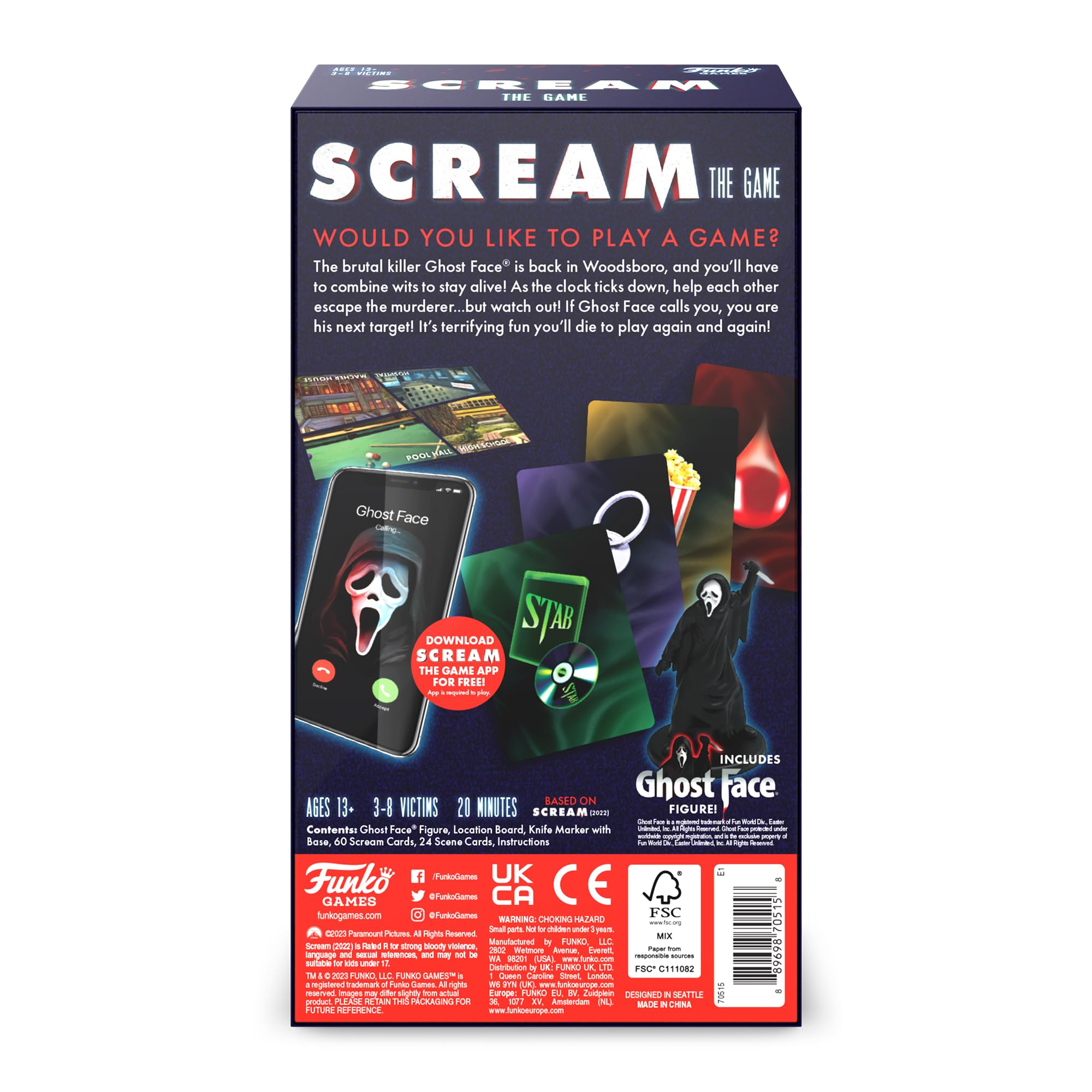 Funko Games Scream The Game app screen provides narration and mood.