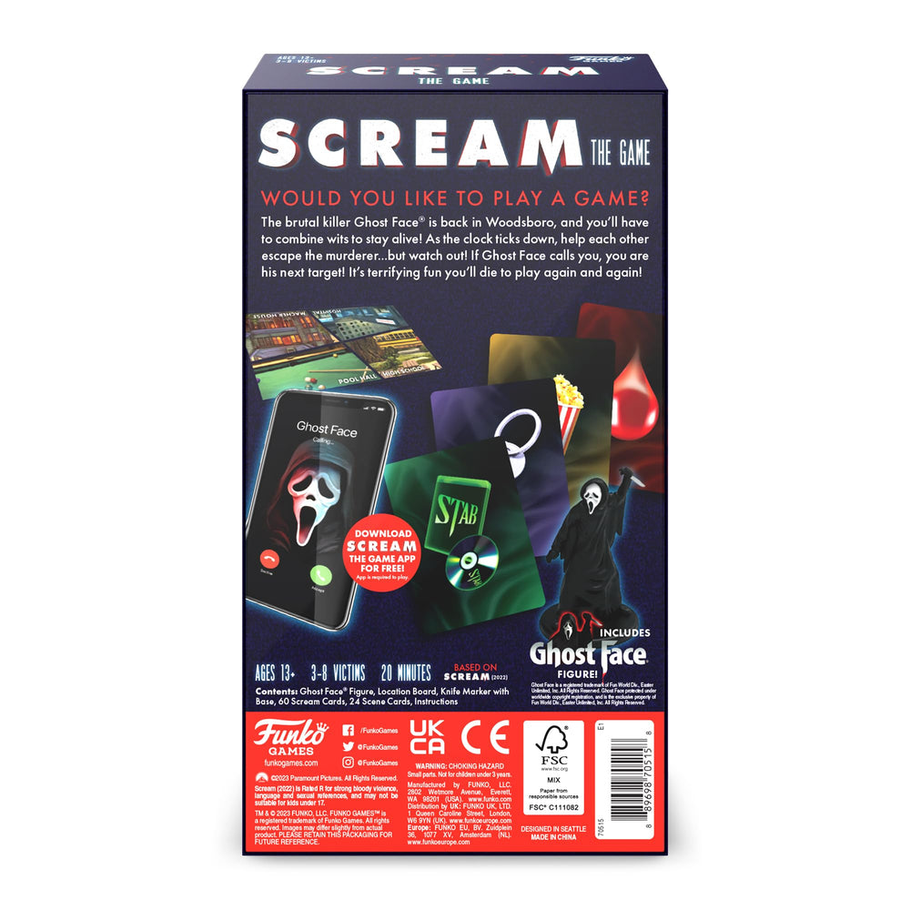 Funko Games Scream The Game app screen provides narration and mood.
