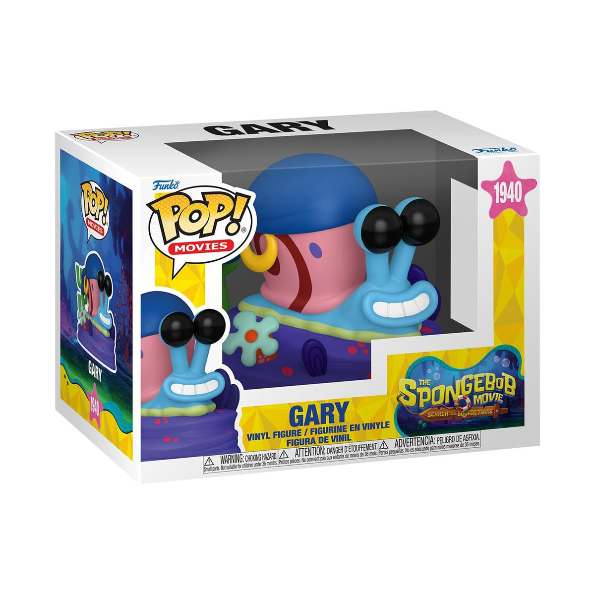 Funko Gary Pop Movie figure on display, ideal for SpongeBob collectors.