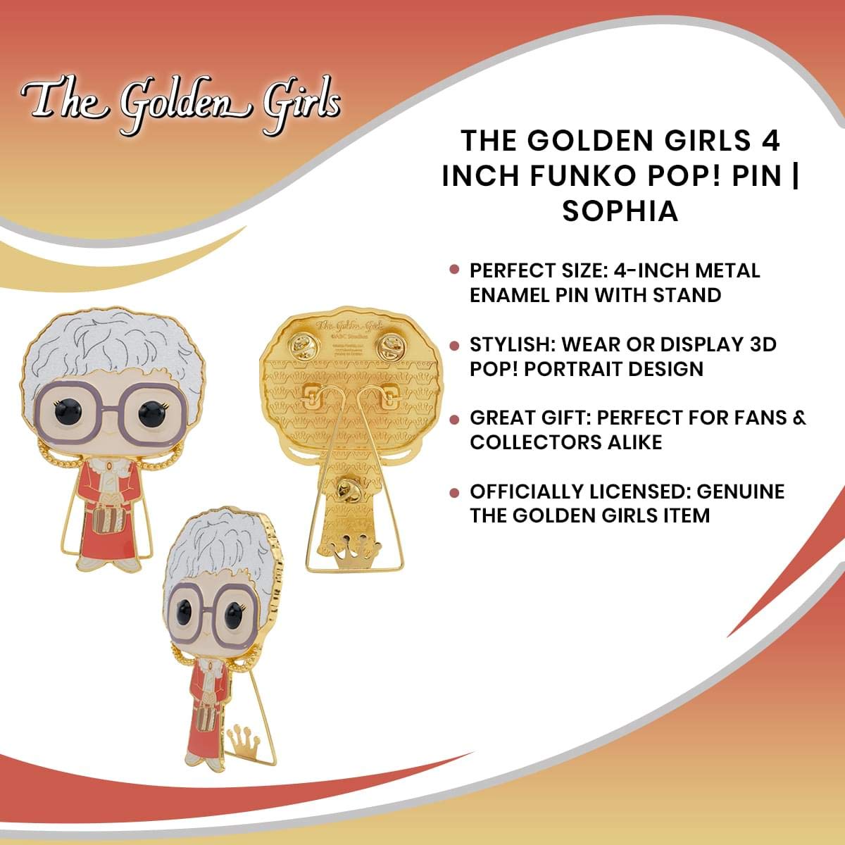 Funko Golden Girls Sophia stand closeup highlighting character details.