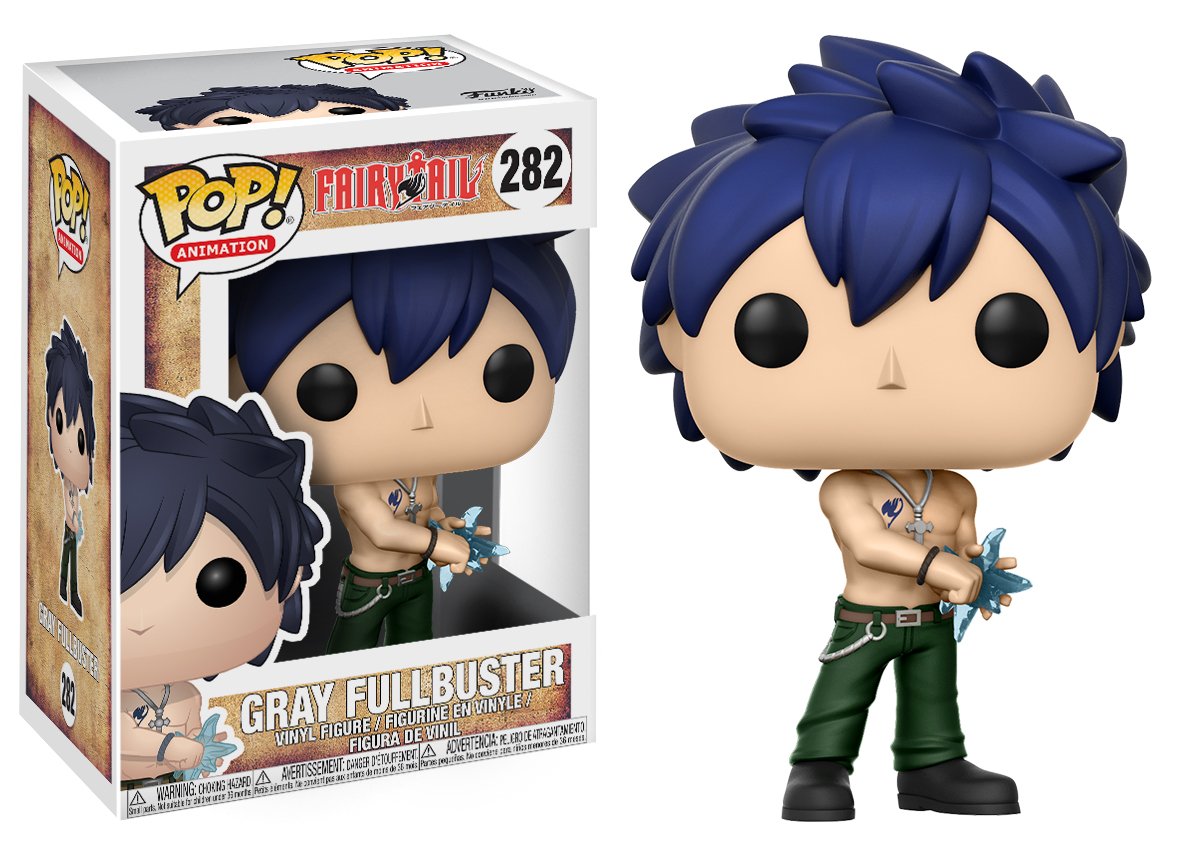 Funko Gray Fullbuster Pop Vinyl in window display box enhances collection visibility