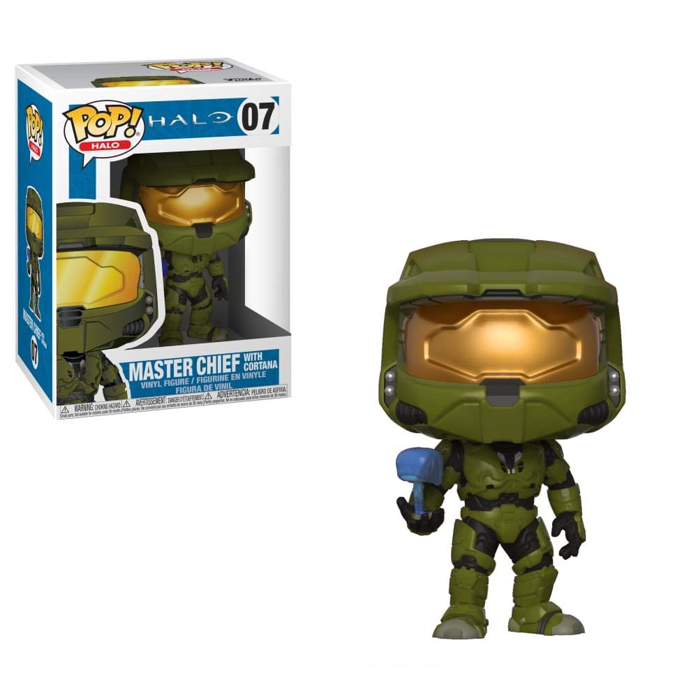 Funko Halo Master Chief with Cortana figure, ideal for desk display and gifting.