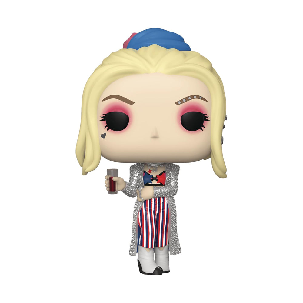 Funko Harley Quinn POP collectible figure front view, ideal desk display for Birds of Prey fans