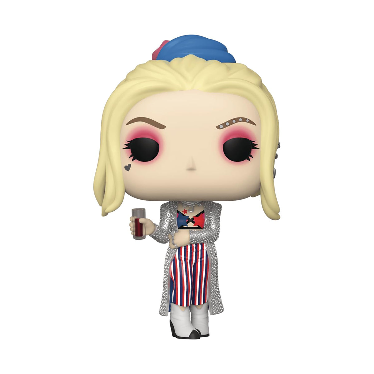 Funko Harley Quinn POP collectible figure front view, ideal desk display for Birds of Prey fans