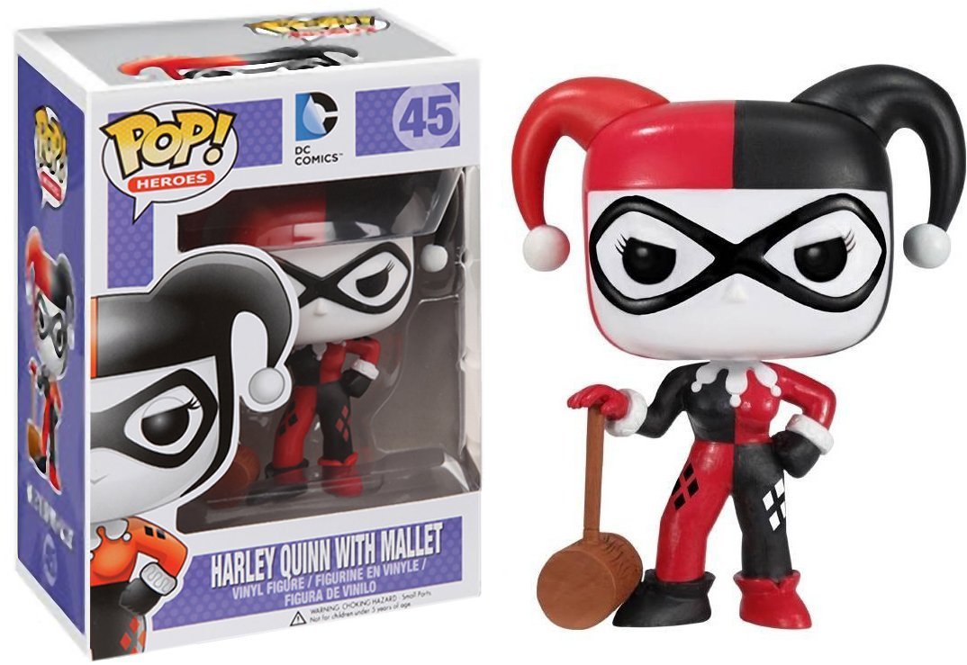 Funko Harley Quinn with Mallet figure, back view, perfect for shelf display.